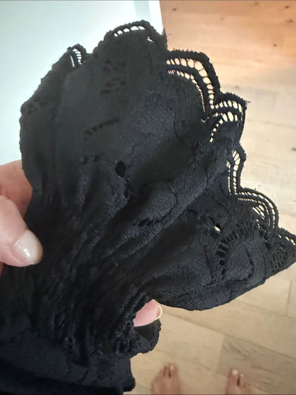 Free People Black Lace Top with Sheer Insets